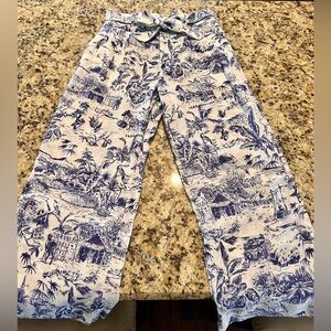 NEW/NEVER WORN - Joie 100% Linen Blue & White Tropical Peint Pants, Size S